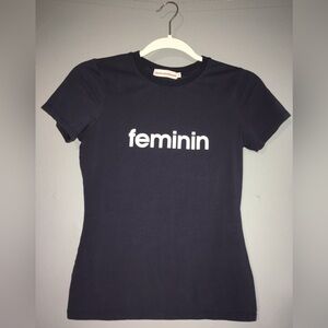 🚺 L’ecole des Femmes “Feminin” navy blue short sleeve tee — VGUC